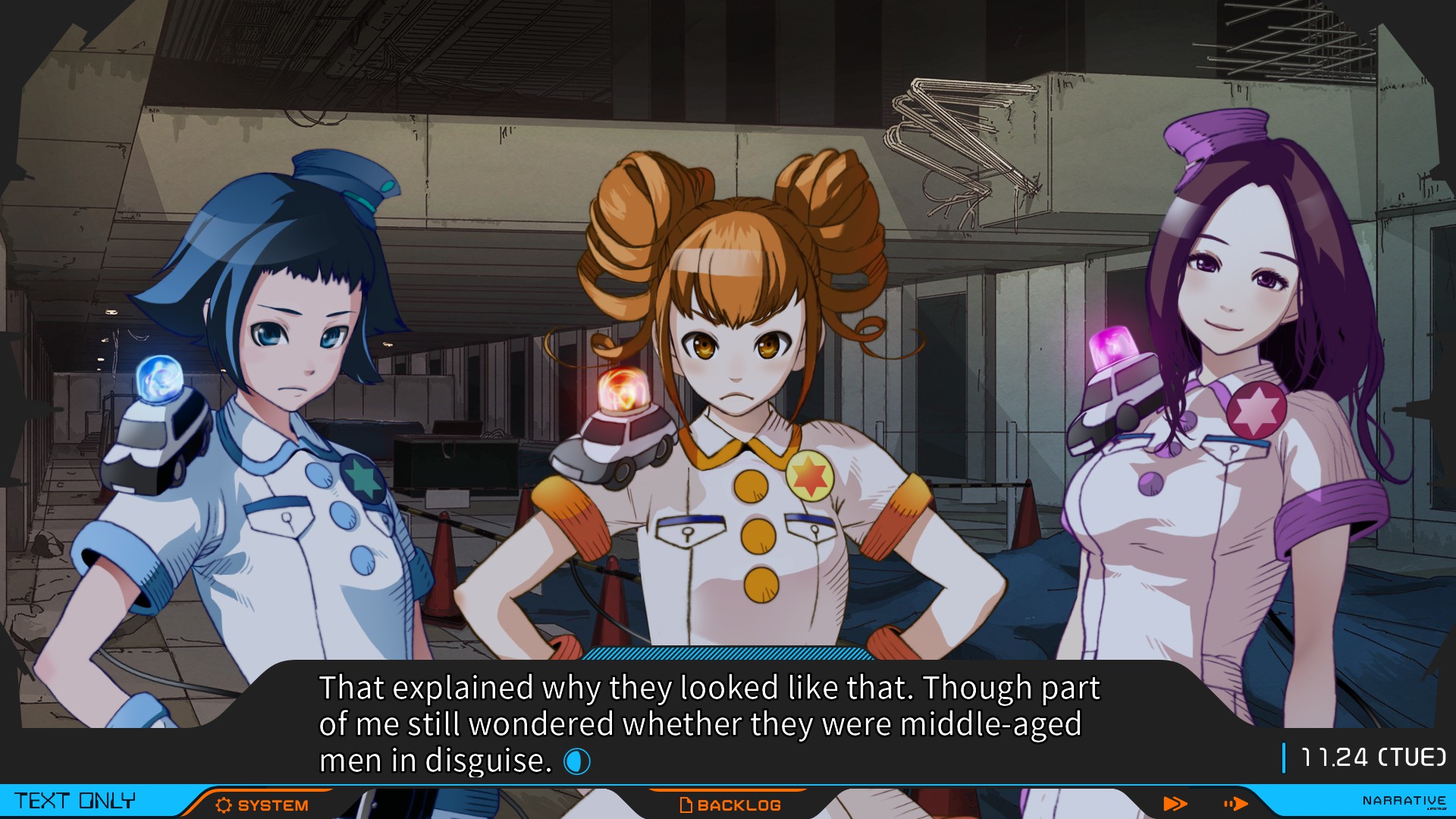 Anonymous;Code: It's been an entire chapter and the protagonist is still hesitant toward all women. Even when faced with the police for being a literal cyber-criminal, that's all he cares about.