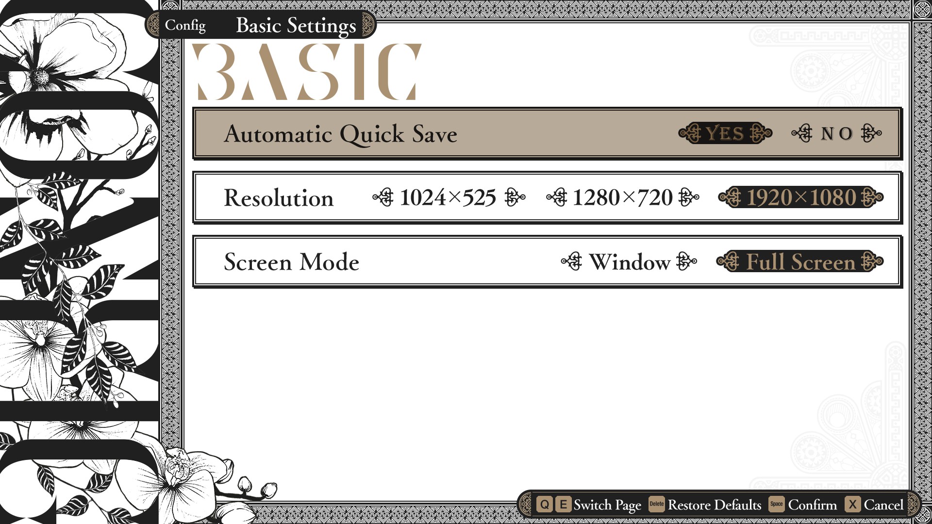 Sparse options page #1.