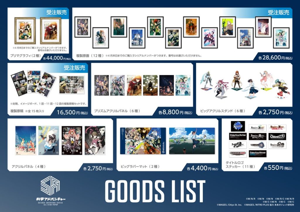 Read more about the article Merchandise list revealed for Science Adventure ALL STAR POPUP